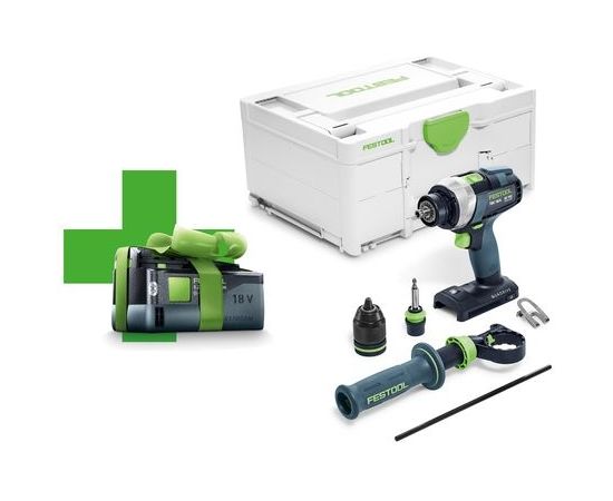 Akumulatora urbjmašīna-skrūvgriezis Festool TDC 18/4 I-Basic-5,2 QUADRIVE; 18V (bez akumulatora un lādētāja) + dāvanā 5,2 Ah akumulators!