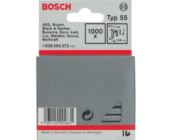 Skavas Bosch; 6x19 mm; 1000 vnt.; tipas 55; tērauds