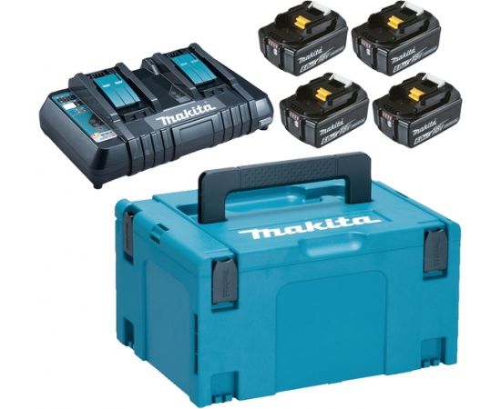 Piederumu komplekts Makita Powerpack; 18V; 4x6,0 Ah + DC18RD