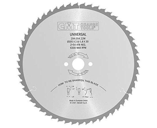 Griešanas disks kokam CMT 294; 305x2,8x30; Z54; -5°
