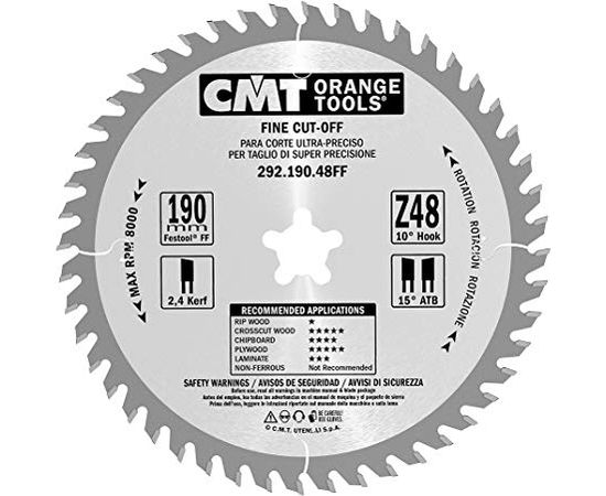 Griešanas disks kokam CMT 292; 190x2,4x20; Z48; 10°