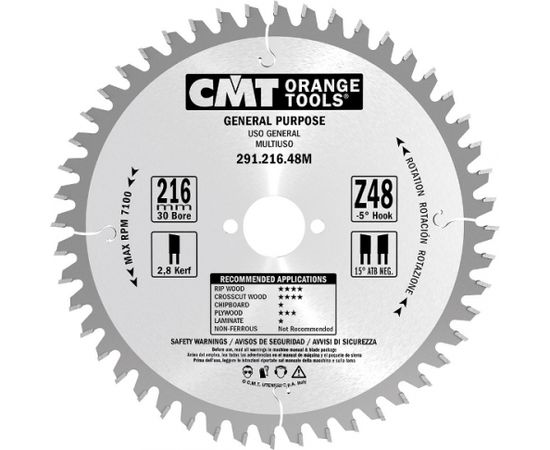 Griešanas disks kokam CMT 291; 240x2,8x30; Z36; 15°