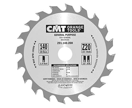 Griešanas disks kokam CMT 291; 140x2,4x20; Z20; 15°