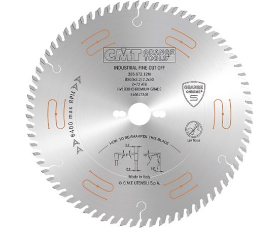 Griešanas disks kokam CMT 285; 250x3.2x30; Z60; 10°