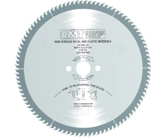 Griešanas disks alumīnijam CMT 284; 300x3,2x32; Z96; 5°