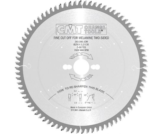 Griešanas disks kokam CMT 283; 250x3.2x30; Z80; -2°