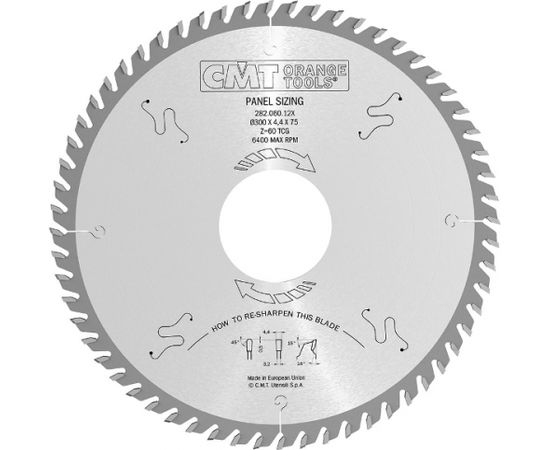 Griešanas disks kokam CMT 282; 450x4,8x60,0 mm; Z72; 16°