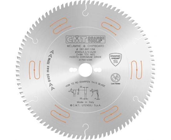Griešanas disks kokam CMT 281; 250x3,2x30; Z80; -3°