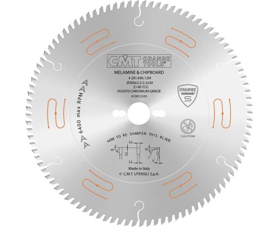 Griešanas disks kokam CMT 281; 250x3,2x30; Z80; 5°