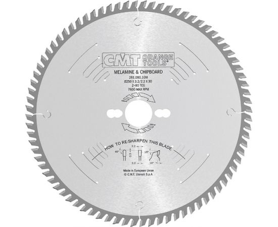 Griešanas disks kokam CMT 281; 250x3.2x30; Z80; 10°