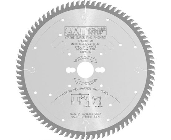 Griešanas disks kokam CMT 274; 250x3,2x30; Z80; 15°