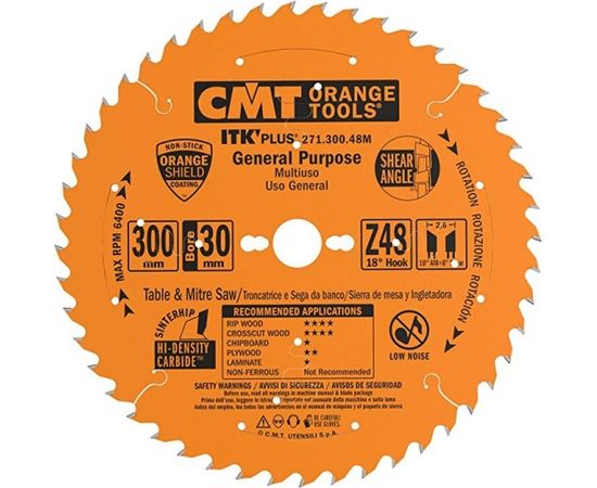 Griešanas disks kokam CMT 271; 300x2,6x30; Z48; 18°