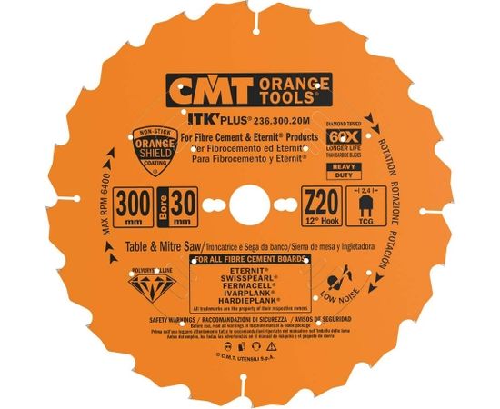 Griešanas disks kokam CMT 236; 300x2.4x30; Z20; 12°