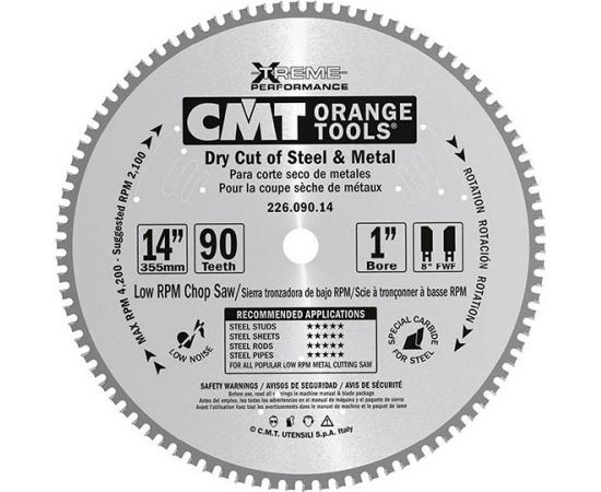 Griešanas disks metālam CMT 226; 355x2,2x30; Z90; 0°