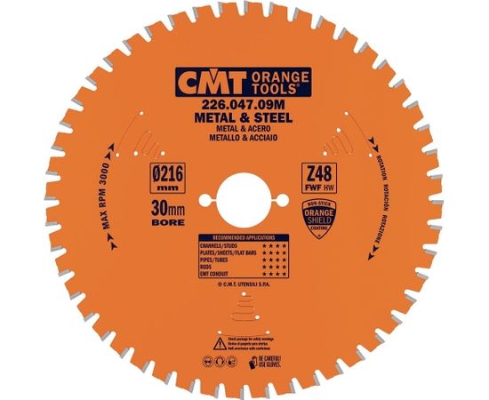 Griešanas disks metālam CMT 226; 216x2.2x30; Z48; 0°