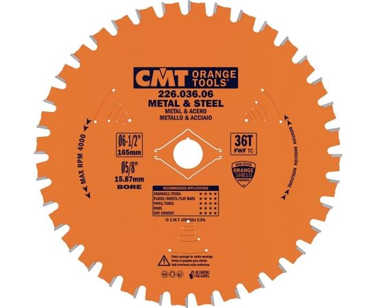 Griešanas disks metālam CMT 226; 165x1,6x15,87; Z36; 0°