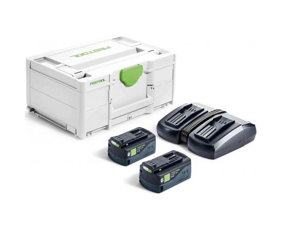 Piederumu komplekts Festool SYS 18V 2x5,0/TCL 6 DUO; 18 V; 2x5,0 Ah akum.