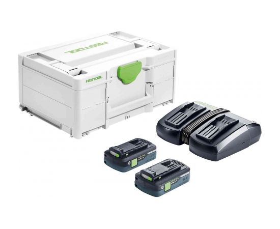 Piederumu komplekts Festool SYS 18V 2x4,0/TCL 6 DUO; 18 V; 2x4,0 Ah akum.