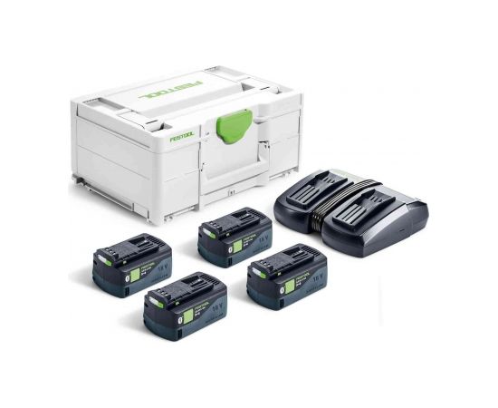 Piederumu komplekts Festool SYS 18V 4x5,0/TCL 6 DUO; 18 V; 4x5,0 Ah akum.