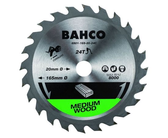 Griešanas disks kokam Bahco 8501-160-20-24C; 160x20 mm; 24T; 18°