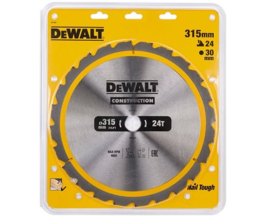 Griešanas disks kokam DeWalt DT1961-QZ; 315x30 mm; 24T; 20°