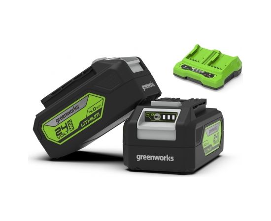 Piederumu komplekts Greenworks GSK24B4X; 24 V; 2x4,0 Ah + lādētājs