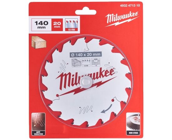 Griešanas disks kokam Milwaukee 4932471310; 140x20x1,6 mm; Z18; 18°