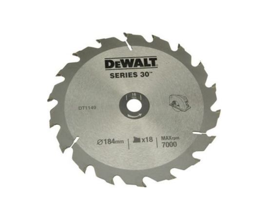 Griešanas disks kokam DeWalt DT1938; 184x16 mm; 18T