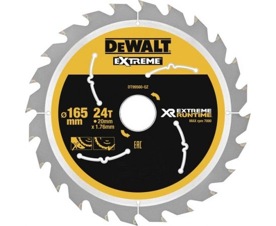 Griešanas disks DeWalt DT99560-QZ; 165x20 mm; T24