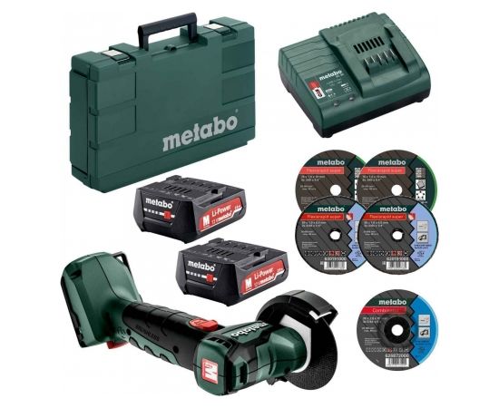 Leņķa slīpmašīna Metabo POWERMAXX CC 12 BL; 12 V; 2x2,0 Ah akum.; ar piederumiem