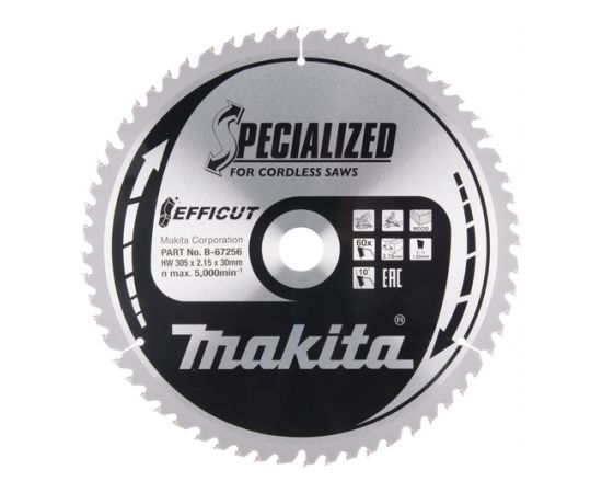 Griešanas disks kokam Makita EFFICUT; 305x2,15x30,0 mm; Z60; 10°