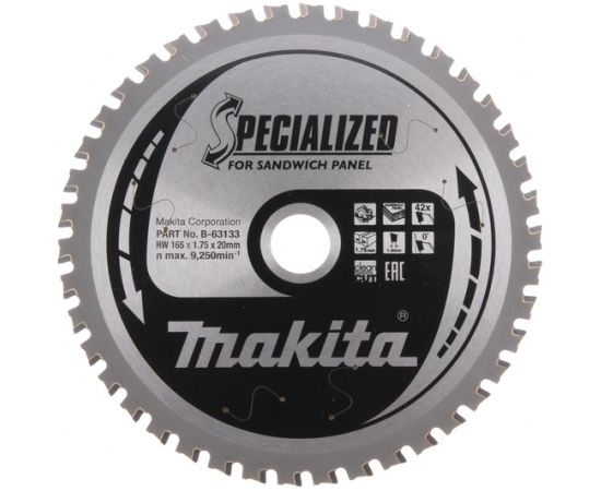 Griešanas disks Makita; 165x1,75x20,0 mm; Z42; 0°