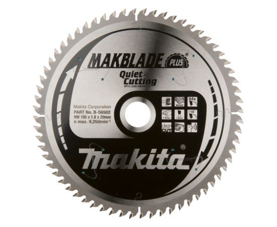 Griešanas disks kokam Makita; 165x1,9x20,0 mm; Z64; 10°