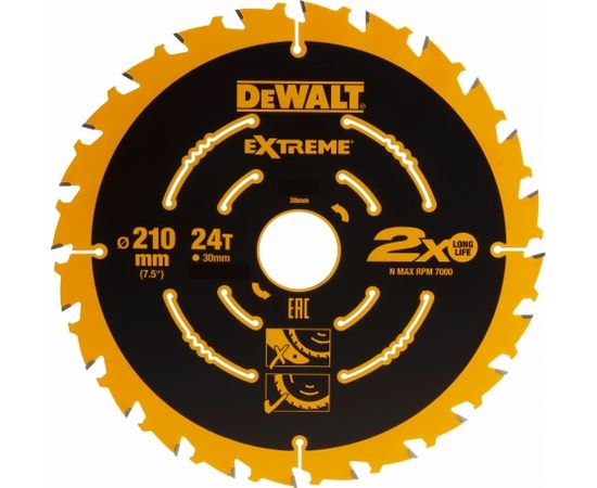 Griešanas disks kokam DeWalt Extreme; 210x2,4x30 mm; Z24