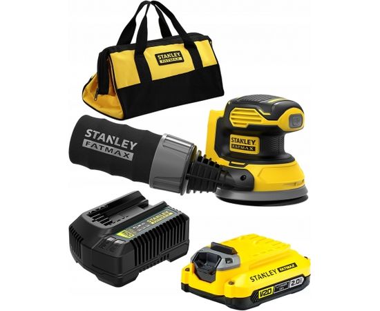 Ekscentra slīpmašīna Stanley SFMCW220D1S-QW; 18 V; 1x2,0 Ah akum.