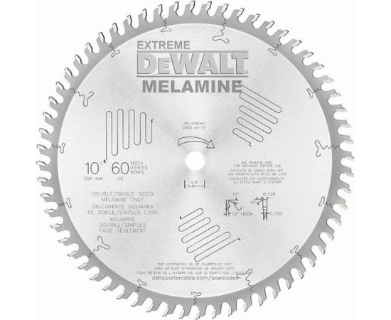 Griešanas disks kokam DeWalt; 250x3x30,0 mm; Z60; 10°