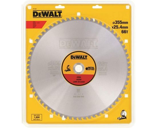 Griešanas disks metālam DeWalt; 355x2,31x25,4 mm; Z90; 1,5°