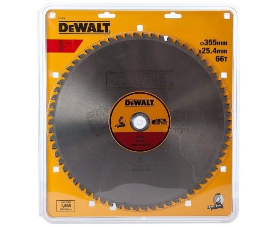 Griešanas disks metālam DeWalt; 355x2,31x25,4 mm; Z66; 1,5°