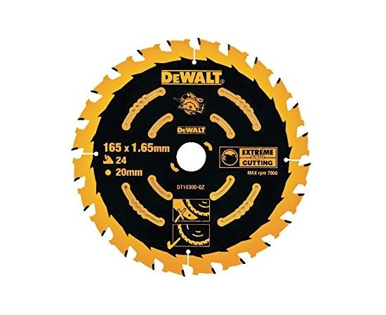 Griešanas disks kokam DeWalt; 165x1,65x20,0 mm; Z24; 18°