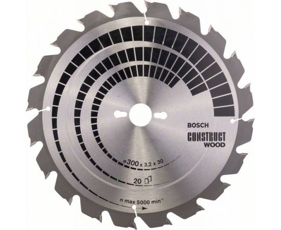 Griešanas disks kokam Bosch CONSTRUCT WOOD; 300x3,2x30,0 mm; Z20; 15°