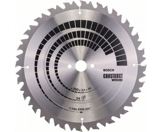 Griešanas disks kokam Bosch CONSTRUCT WOOD; 350x3,2x30,0 mm; Z24; 20°