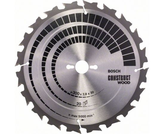 Griešanas disks kokam Bosch CONSTRUCT WOOD; 300x2,8x30,0 mm; Z20; 15°