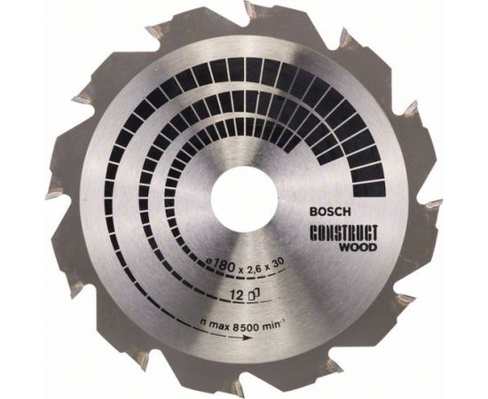 Griešanas disks kokam Bosch CONSTRUCT WOOD; 180x2,6x30,0 mm; Z12; 12°