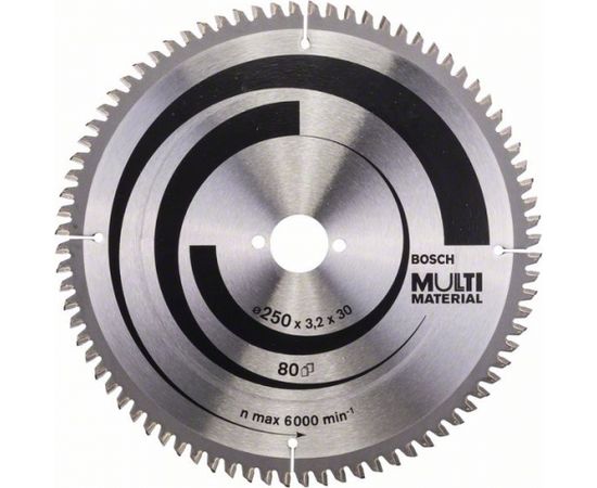 Griešanas disks kokam Bosch MULTI MATERIAL; 250x3,2x30,0 mm; Z80; -5°