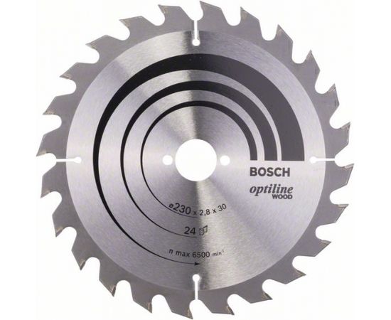 Griešanas disks kokam Bosch OPTILINE WOOD; 230x2,8x30,0 mm; Z24; 15°