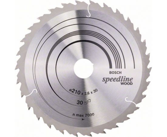 Griešanas disks kokam Bosch SPEEDLINE WOOD; 210x2,6x30,0 mm; Z30; 15°