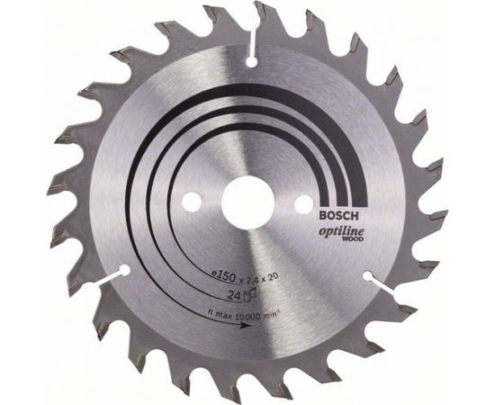 Griešanas disks kokam Bosch OPTILINE WOOD; 150x2,4x20,0 mm; Z24; 15°