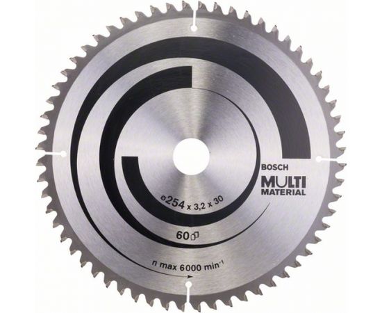 Griešanas disks kokam Bosch MULTI MATERIAL; 254x3,2x30,0 mm; Z60; -5°