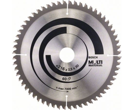Griešanas disks kokam Bosch MULTI MATERIAL; 216x2,5x30,0 mm; Z60; -5°