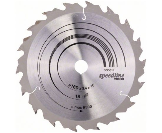Griešanas disks kokam Bosch SPEEDLINE WOOD; 160x2,4x16,0 mm; Z18; 15°